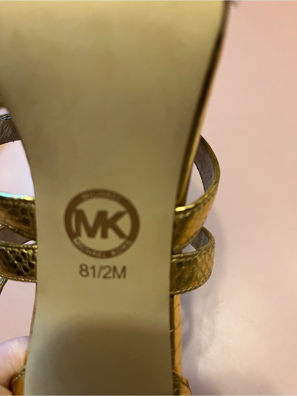 MIchael Kors Gold snakeskin print Metallic Strappy High Heels - Picture 4 of 13